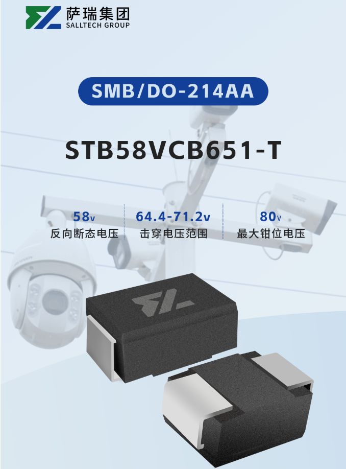 萨瑞微STB58VCB651-T：专为POE端口防护而生的精密TVS